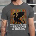 Reading Dragon Easily Distracted By Dragons And Books Unisex Jersey T-Shirt Reading Dragon Easily Distracted By Dragons And Books Unisex Jersey T-Shirt