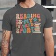 Reading Is My Favorite Sport Retro Groovy Book Lovers Unisex Jersey T-Shirt Reading Is My Favorite Sport Retro Groovy Book Lovers Unisex Jersey T-Shirt