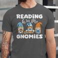 Reading With My Gnomies Gnomes Books Lover Bookworm Unisex Jersey T-Shirt
