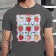 Reading Is My Jam Preppy Stawberry Bookworm Book Lover Nerd Unisex Jersey T-Shirt