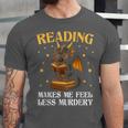 Reading Makes Me Feel Less Murdery Book Dragon Unisex Jersey T-Shirt