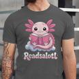 Readsalotl Axolotl Reading Cute Book Lover Bookworm Unisex Jersey T-Shirt Readsalotl Axolotl Reading Cute Book Lover Bookworm Unisex Jersey T-Shirt