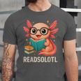 Readsolotl Kawaii Axolotl Reading Book Lover Unisex Jersey T-Shirt