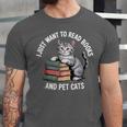 Retro I Just Want To Read Books And Pet Cats Unisex Jersey T-Shirt Retro I Just Want To Read Books And Pet Cats Unisex Jersey T-Shirt