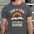 Retro Rainbow Take A Look It's In A Book Reading Unisex Jersey T-Shirt