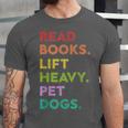 Retro Read Books Lift Heavy Pet Dogs Gym Book Lover Unisex Jersey T-Shirt Retro Read Books Lift Heavy Pet Dogs Gym Book Lover Unisex Jersey T-Shirt