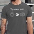 Simple Needs Coffee Paw & Books Reading Graphic Book Lovers Unisex Jersey T-Shirt