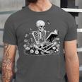 Skeleton Reading Book Floral Dark For Book Lovers Unisex Jersey T-Shirt Skeleton Reading Book Floral Dark For Book Lovers Unisex Jersey T-Shirt