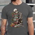 Skeleton Reading Book Halloween Bookworm Bibliophile Reader Unisex Jersey T-Shirt Skeleton Reading Book Halloween Bookworm Bibliophile Reader Unisex Jersey T-Shirt