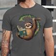 Sloth Reading a Book Lazy Sloth Bookworm Unisex Jersey T-Shirt