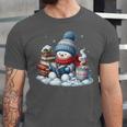 Snowman Reading Books Lovers Librarian Bookworm Christmas Unisex Jersey T-Shirt