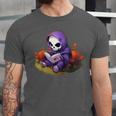 Spooky Grim Reaper Reading A Book Cute Creepy Halloween Unisex Jersey T-Shirt
