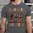 Spooky Halloween Bookshelf Bookcase Read More Books Unisex Jersey T-Shirt