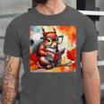 Squirrel Reading Comic Book On Autumn Branch Glasses Leaves Unisex Jersey T-Shirt Squirrel Reading Comic Book On Autumn Branch Glasses Leaves Unisex Jersey T-Shirt