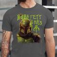 Star Wars The Book Of Boba Fett Neon Boba Fett Lives Poster Unisex Jersey T-Shirt