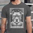 Tarot Card Vintage Pit Bull Pittie Dog Book Lover The Reader Unisex Jersey T-Shirt Tarot Card Vintage Pit Bull Pittie Dog Book Lover The Reader Unisex Jersey T-Shirt