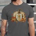 Teacher Book Pumpkin Fall Reading Thanksgiving Autumn Unisex Jersey T-Shirt