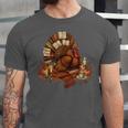 Turkey Reading Books Fall Season Thanksgiving Teacher Book Unisex Jersey T-Shirt