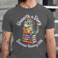 Unearth a Story Summer Reading 2026 Book Lover Dino Fun Unisex Jersey T-Shirt Unearth a Story Summer Reading 2026 Book Lover Dino Fun Unisex Jersey T-Shirt
