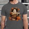 Vintage Ghost Book Reading Pumpkin Gothic Halloween Teachers Unisex Jersey T-Shirt Vintage Ghost Book Reading Pumpkin Gothic Halloween Teachers Unisex Jersey T-Shirt