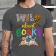 Wild About Reading Books Reader Bookworm Animals Book Lover Unisex Jersey T-Shirt Wild About Reading Books Reader Bookworm Animals Book Lover Unisex Jersey T-Shirt