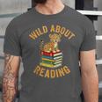 Wild About Reading Cute Leopard Teacher Kids Book Lover Unisex Jersey T-Shirt
