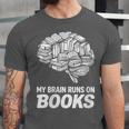 Women's My Brain Runs On Books Reading Bookworm Men Women Unisex Jersey T-Shirt