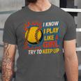 Women's Girls Softball Play Like A Girl Comic Book Pop Art Unisex Jersey T-Shirt