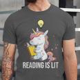 Women's Reading Is Lit Unicorn Library English Teacher Book Lover Unisex Jersey T-Shirt