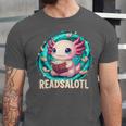 Women's Readsolotl Kawaii Axolotl Reading Book Lover Unisex Jersey T-Shirt