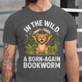 Women's Wild About Reading Book Reader Lion Zoo Animals Kids Unisex Jersey T-Shirt