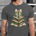 Xmas Tree Books Merry Christmas Coquette Bow Teacher Holiday Unisex Jersey T-Shirt