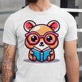 Adorable Book Lover Quokka With Reading Glasses Cute Unisex Jersey T-Shirt
