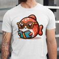Adorable Book Lover Salmon With Reading Glasses Cute Unisex Jersey T-Shirt