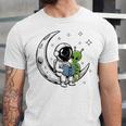 Astronaut Reading Book To Alien Moon Space Astronomy Unisex Jersey T-Shirt
