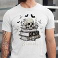 Boo Skeleton Skull Books Halloween Women School Teacher Kid Premium Unisex Jersey T-Shirt