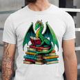 Book Dragon Reading Books Unisex Jersey T-Shirt