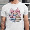 Book Lover Coquette Bow Pink Dainty Ribbon Cute Bookworm Unisex Jersey T-Shirt