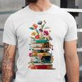 Book Stack With Flowers Reading Lover Bookish Unisex Jersey T-Shirt Book Stack With Flowers Reading Lover Bookish Unisex Jersey T-Shirt