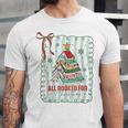All Booked For Christmas Book Xmas Tree Coquette Bow Lights Unisex Jersey T-Shirt