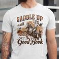 Bookish Retro Western Cowgirl Texas Book Lover Novel Reader Unisex Jersey T-Shirt