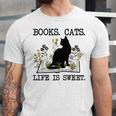 Books Cats Life Is Sweet Cat Book Lover Men Women Teen Unisex Jersey T-Shirt Books Cats Life Is Sweet Cat Book Lover Men Women Teen Unisex Jersey T-Shirt