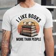 I Like Books More Than People Glasses Unisex Jersey T-Shirt