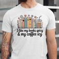 I Like My Books Spicy & My Coffee Icy Lover Bookworm Premium Unisex Jersey T-Shirt