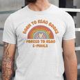 Born To Read Books Forced To Emails Vintage Retro Rainbow Unisex Jersey T-Shirt