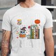 Carve Out Time To Read Halloween Ghost Books Raglan Baseball Tee Unisex Jersey T-Shirt