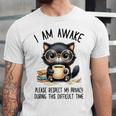 Cat Glasses Coffe Books I Am Awake Please Respect My Privacy Unisex Jersey T-Shirt
