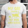 My Cat Guards My Mug And Book Humor Cats Premium Tri-Blend Unisex Jersey T-Shirt