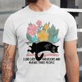Cat Meme I Like Cats And Books And Maybe Three People Unisex Jersey T-Shirt