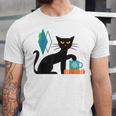 Cat Midcentury With Book And Coffee Atomic Age Mid Century Unisex Jersey T-Shirt Cat Midcentury With Book And Coffee Atomic Age Mid Century Unisex Jersey T-Shirt